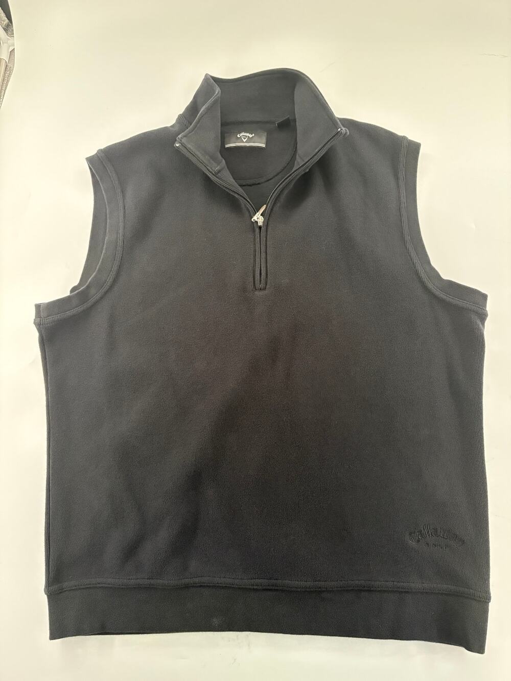 Callaway Golf Men's Large Black 1/4 Zip Sweater Vest Sleeveless Golf Pullover